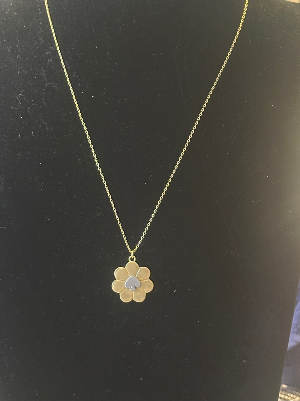 kate spade Gold Flower Pendant Necklace with Silver Spade